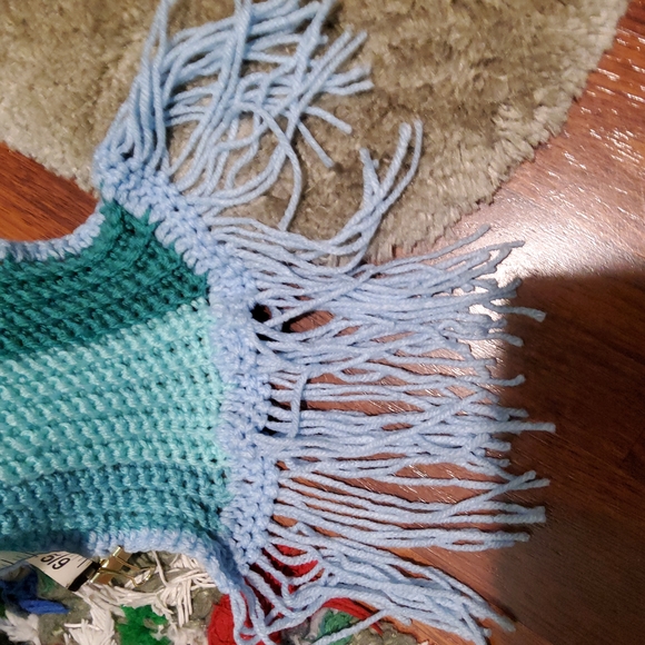 Winter Blue Green Striped Neckscarf - Picture 4 of 4